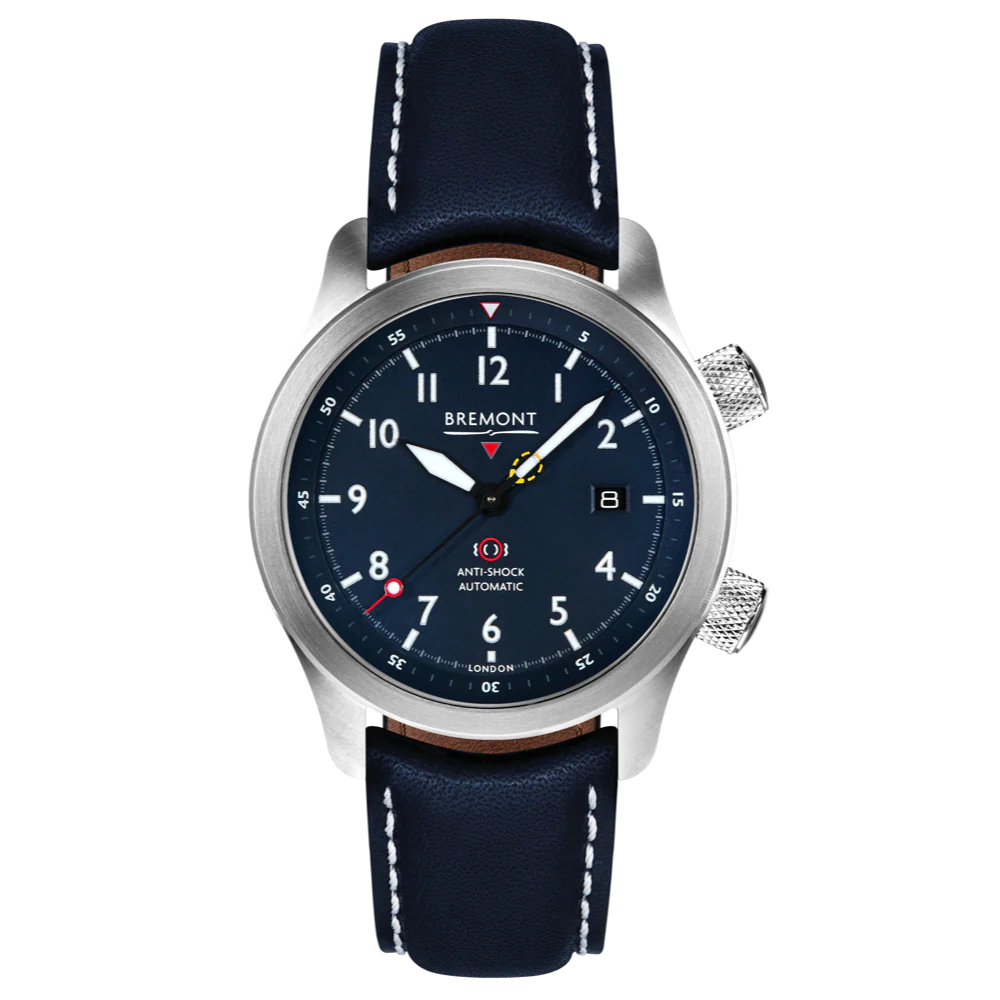 Bremont Watch MBII Custom Stainless Steel Blue Dial with Jet Barrel & Closed Case Back