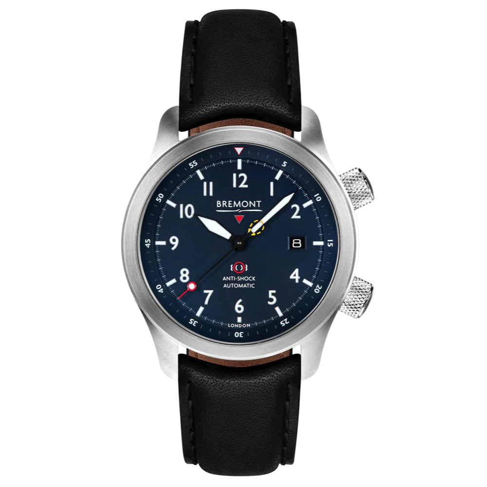 Bremont Watch MBII Custom Stainless Steel Blue Dial with Orange Barrel & Closed Case Back - Image 8