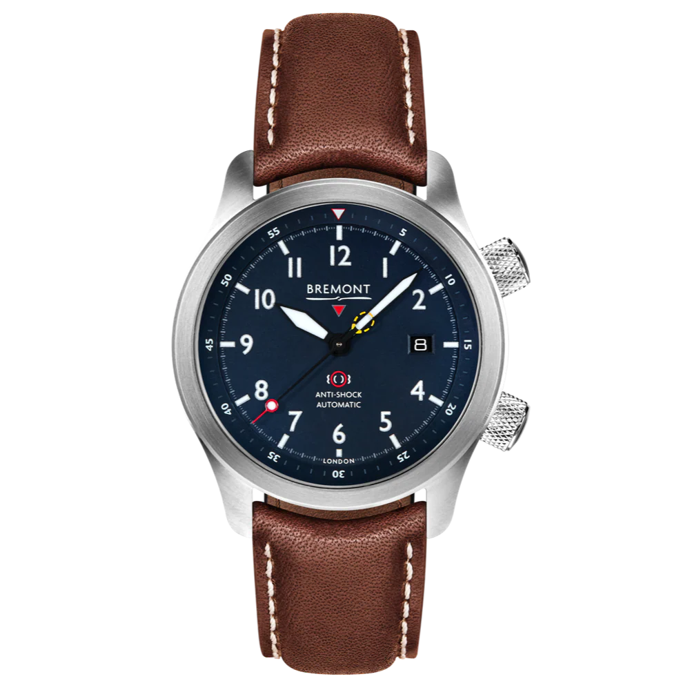 Bremont Watch MBII Custom Stainless Steel Blue Dial with Orange Barrel & Open Case Back - Image 2