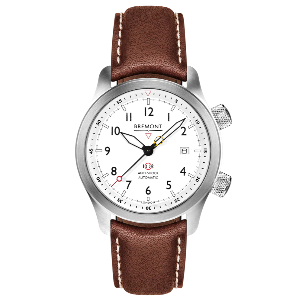 Bremont Watch MBII Custom Stainless Steel White Dial with Yellow Barrel & Open Case Back - Image 2