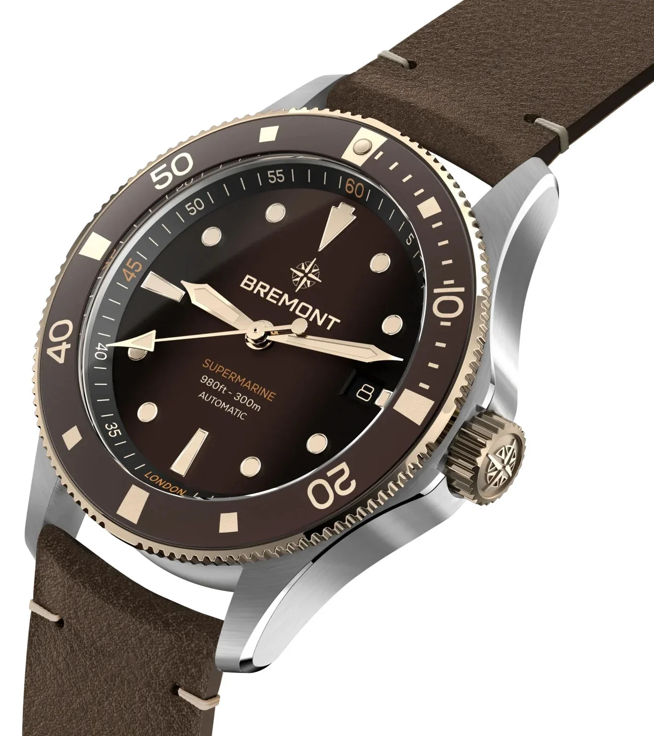 Bremont Supermarine 300M Date Brown Leather Watch - Image 3