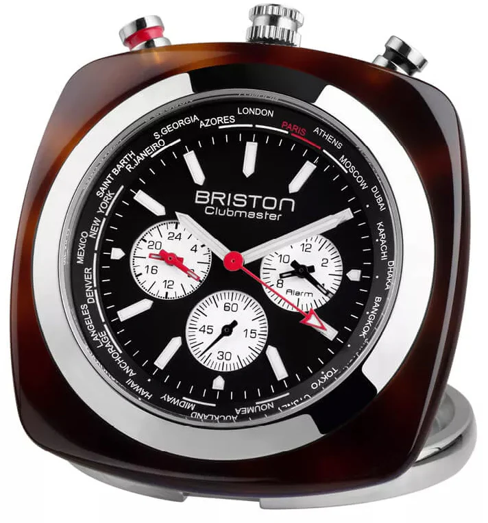 Briston Travel Clock Clubmaster Acetate Black Watch