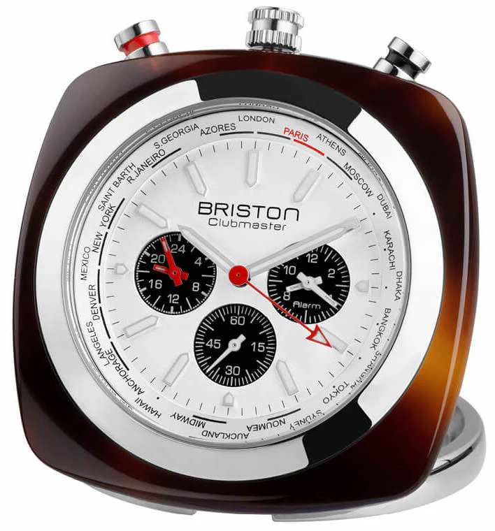 Briston Travel Clock Clubmaster Acetate White Watch