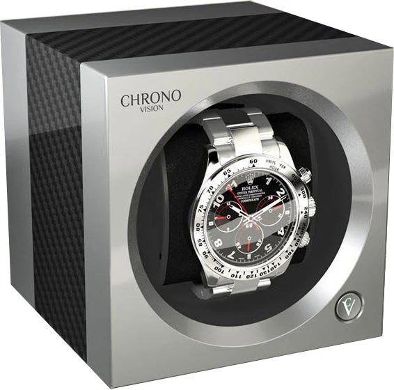 Chronovision One Watch Winder Bluetooth Carbon Chrome Silk