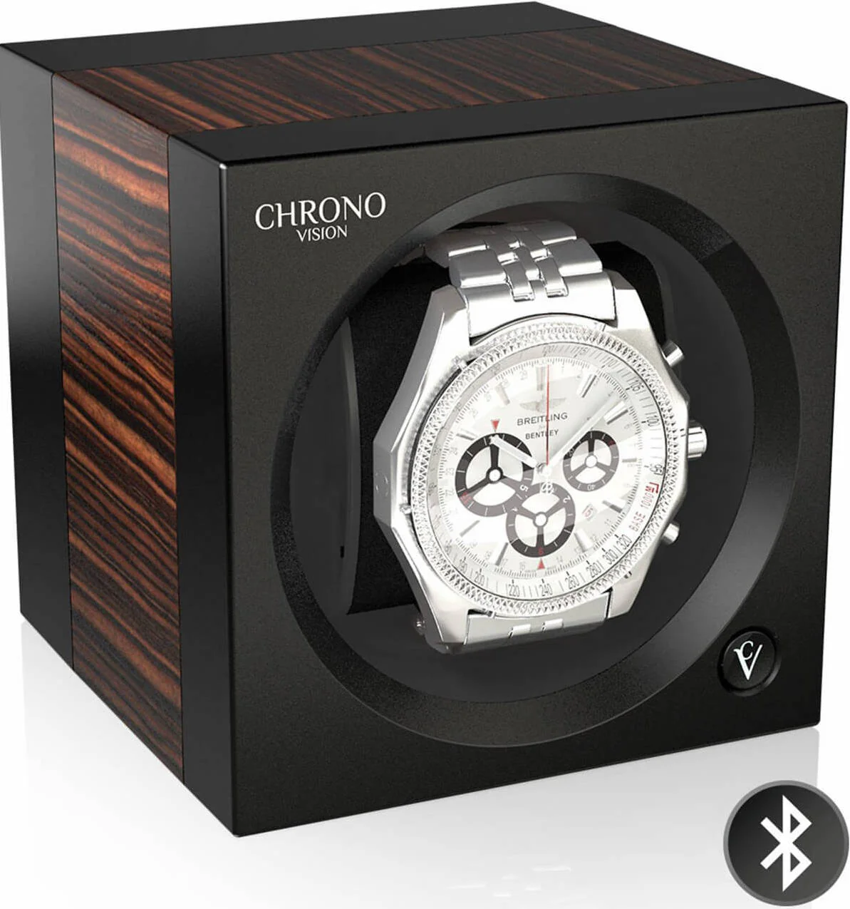 Chronovision One Watch Winder Bluetooth Macassar Silk Black Silk