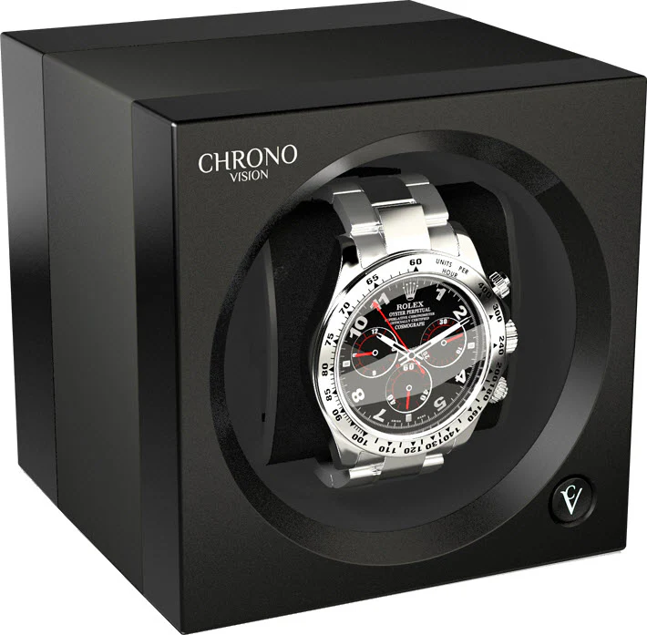 Chronovision One Watch Winder With Bluetooth Titanium Anodized Black Silk