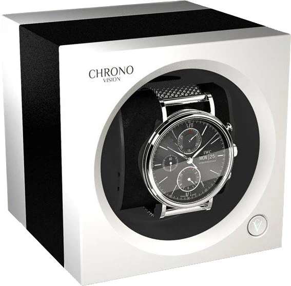 Chronovision One Watch Winder Bluetooth Black Anodized White Silk