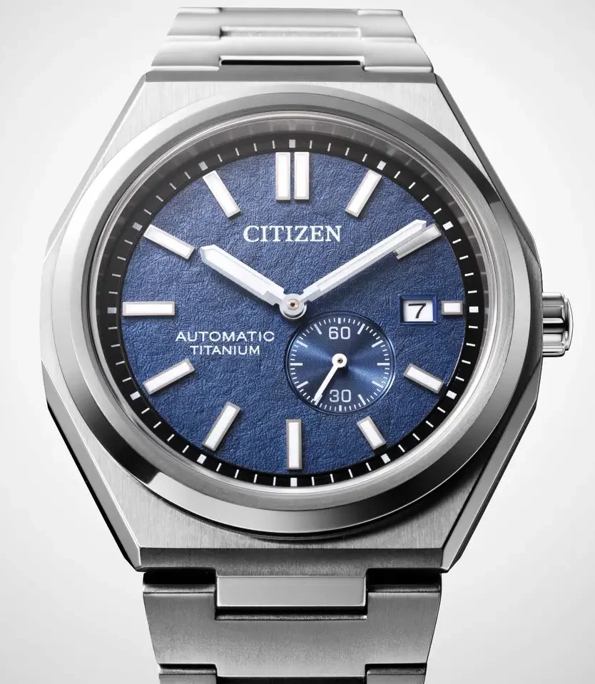 Citizen Super Titanium Zenshin Automatic Textured Blue Watch - Image 3