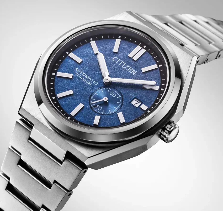 Citizen Super Titanium Zenshin Automatic Textured Blue Watch - Image 4