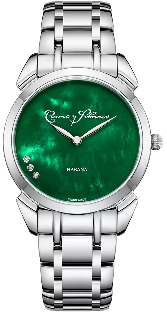 Cuervo y Sobrinos Watch Historiador Primera Dama Green Bracelet