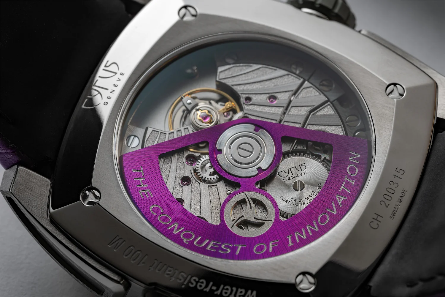 Cyrus Klepcys GMT Titanium Royal Purple Bracelet Watch - Image 2