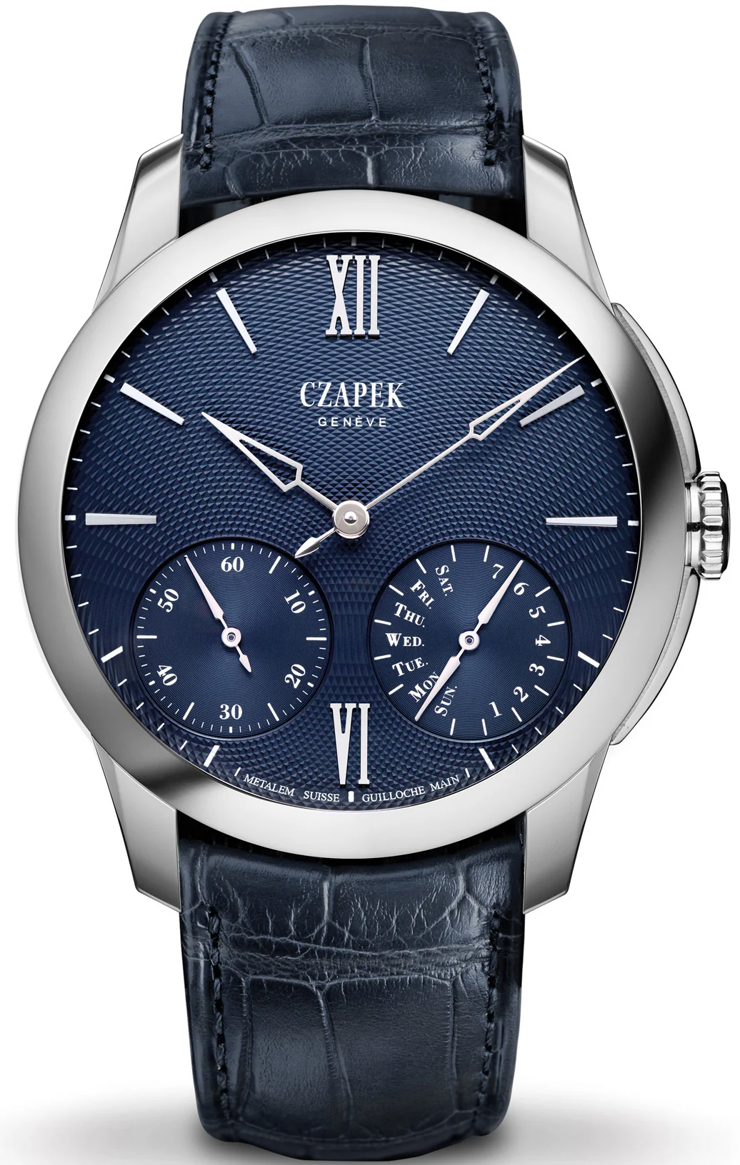 Czapek Watch Quai des Bergues Guilloche Ricochet Steel Aqua Blue Limited Edition