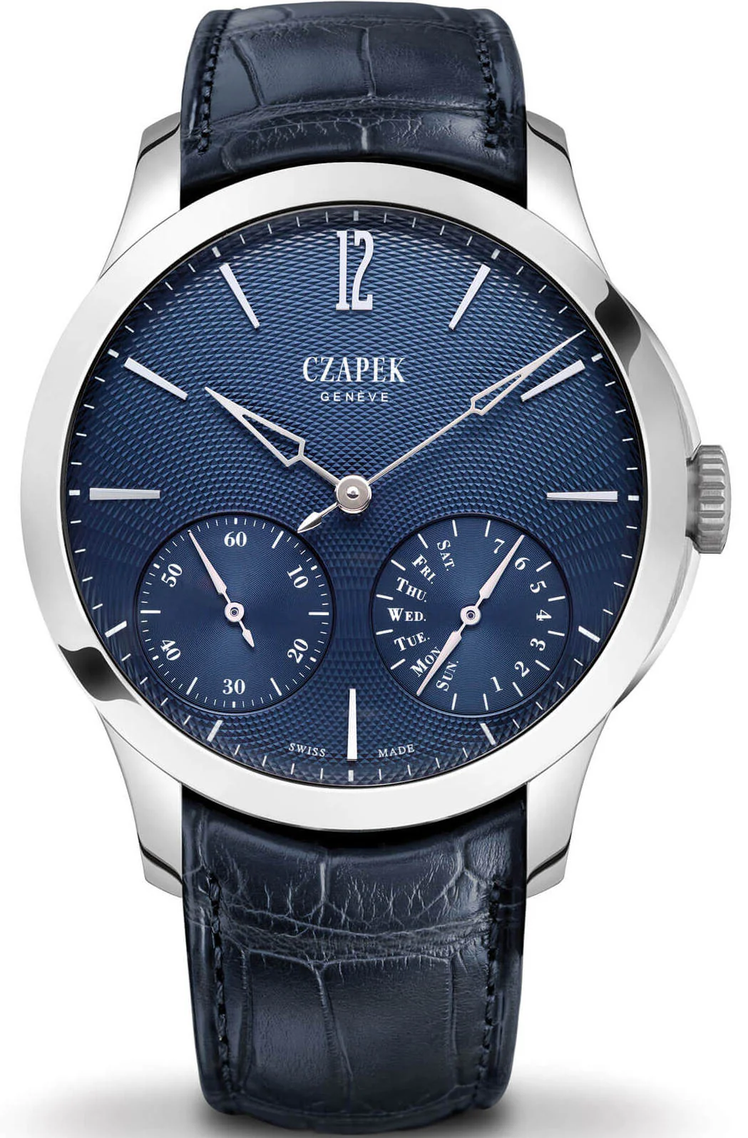 Czapek Watch Quai des Bergues Guilloche Ricochet Steel Aqua Blue Limited Edition