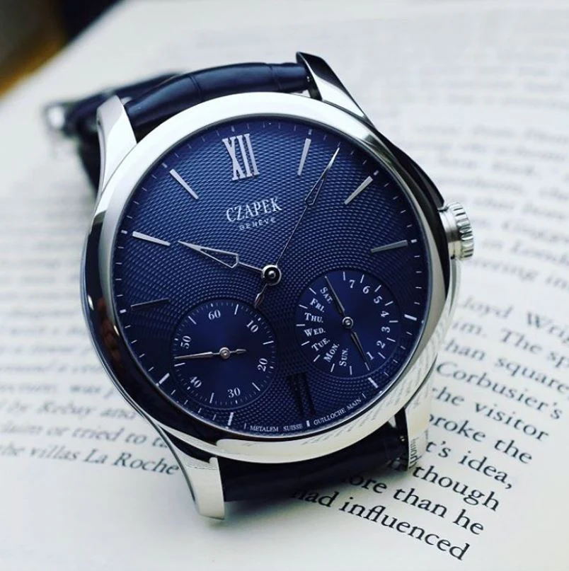 Czapek Watch Quai des Bergues Guilloche Ricochet Steel Aqua Blue Limited Edition - Image 3
