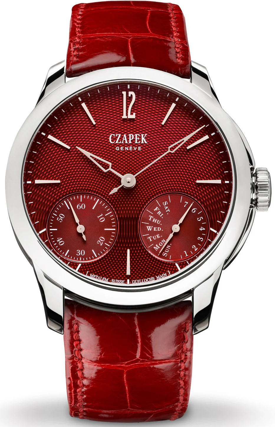 Czapek Watch Quai des Bergues Guilloche Ricochet Steel Rhubarb Red S Limited Edition