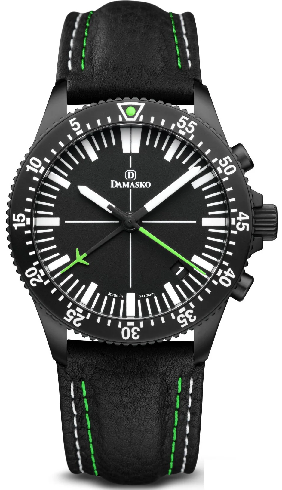 Damasko Watch DC82 Black Green Leather Pin