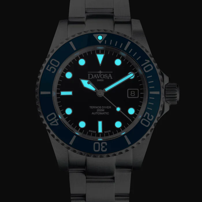 Davosa Watch  Ternos Diver Black and Blue Bezel Tri Link - Image 13