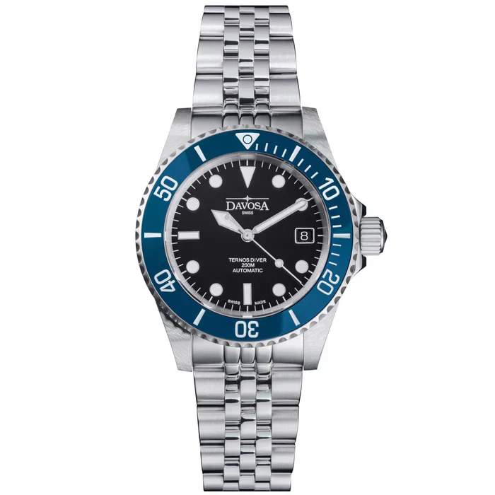 Davosa Watch Ternos Diver Black and Blue Dial Bezel Penta Link