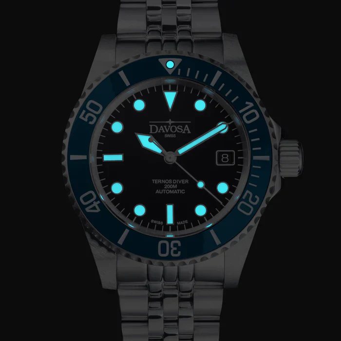 Davosa Watch Ternos Diver Black and Blue Dial Bezel Penta Link - Image 12