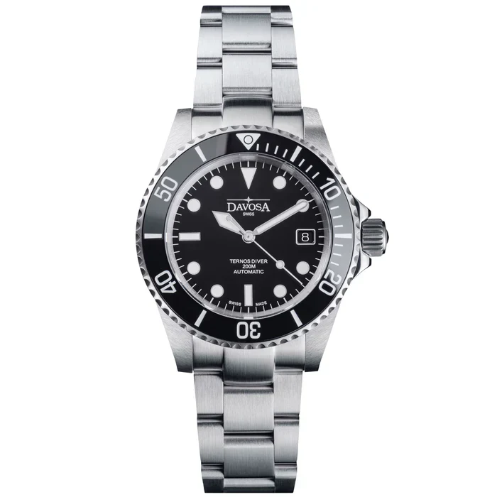 Davosa Watch  Ternos Diver Black Dial Tri Link