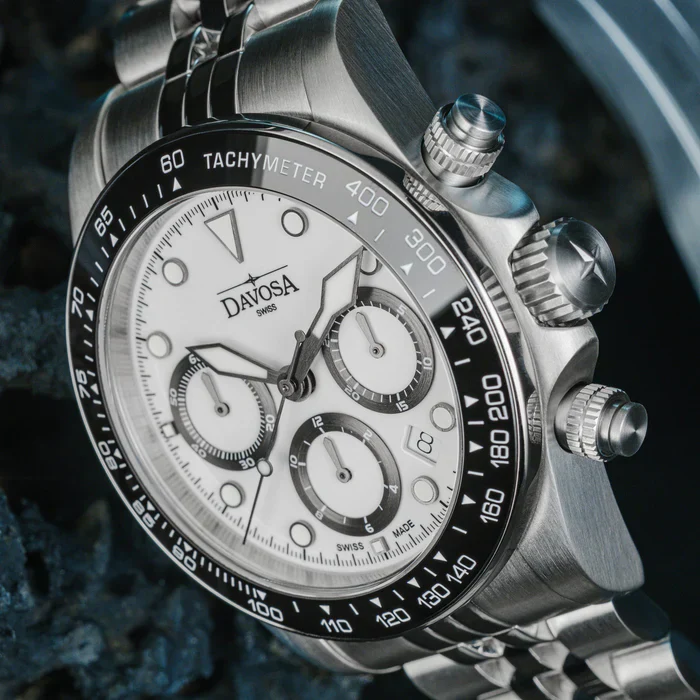 Davosa Watch Ternos Professional Chronograph White Dial Penta Link Bracelet Watch - Image 4