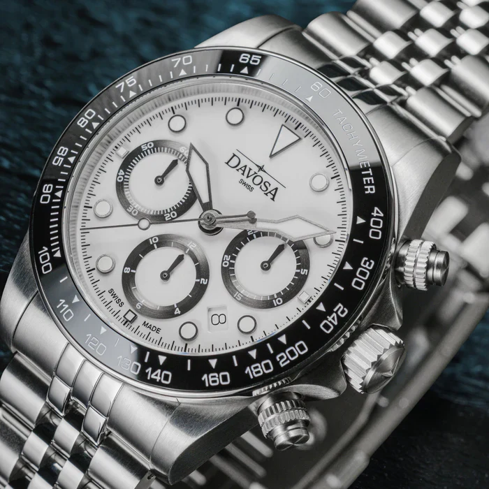 Davosa Watch Ternos Professional Chronograph White Dial Penta Link Bracelet Watch - Image 5