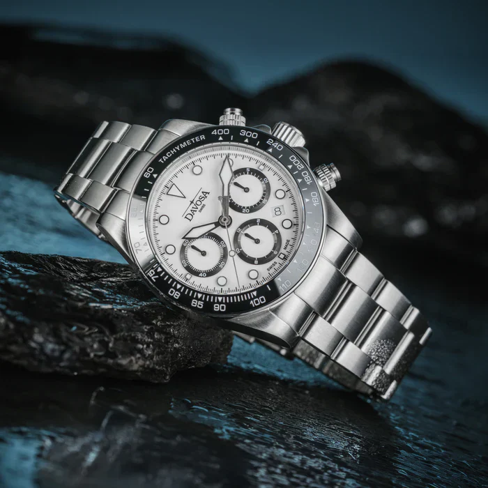 Davosa Watch Ternos Professional Chronograph White Dial Tri Link Bracelet Watch - Image 5