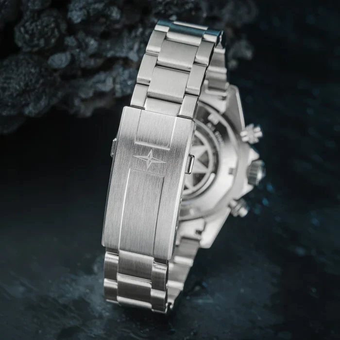 Davosa Watch Ternos Professional Chronograph White Dial Tri Link Bracelet Watch - Image 6
