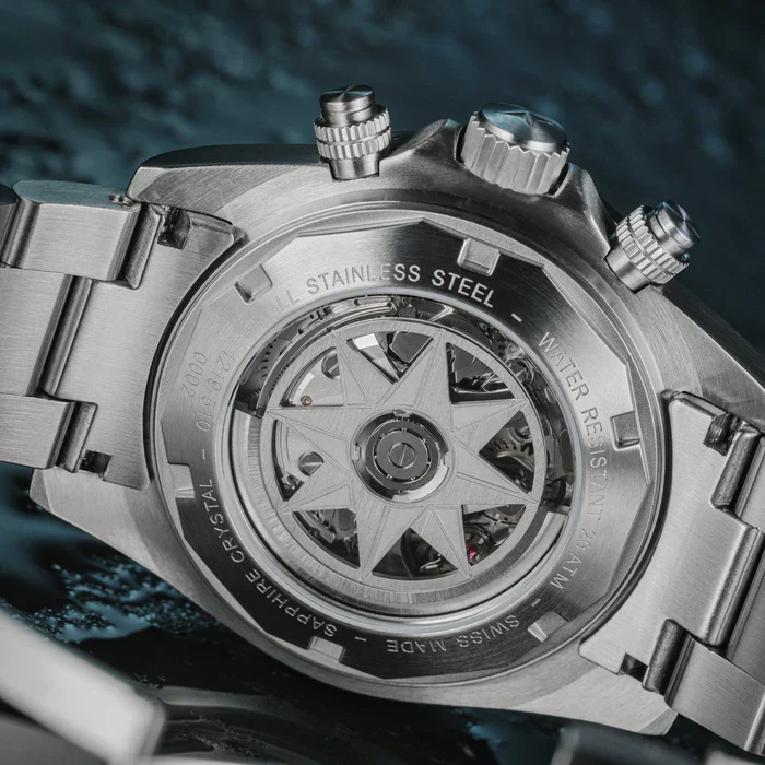 Davosa Watch Ternos Professional Chronograph White Dial Tri Link Bracelet Watch - Image 7