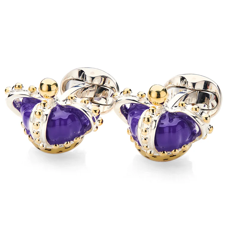 Deakin & Francis Cufflinks Limited Edition Sterling Silver Purple Crown - Image 2