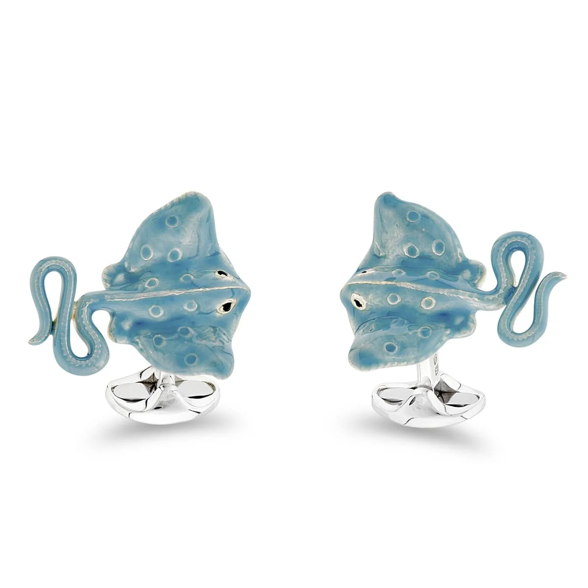 Deakin & Francis Cufflinks Sterling Silver Blue Enamel Stingray
