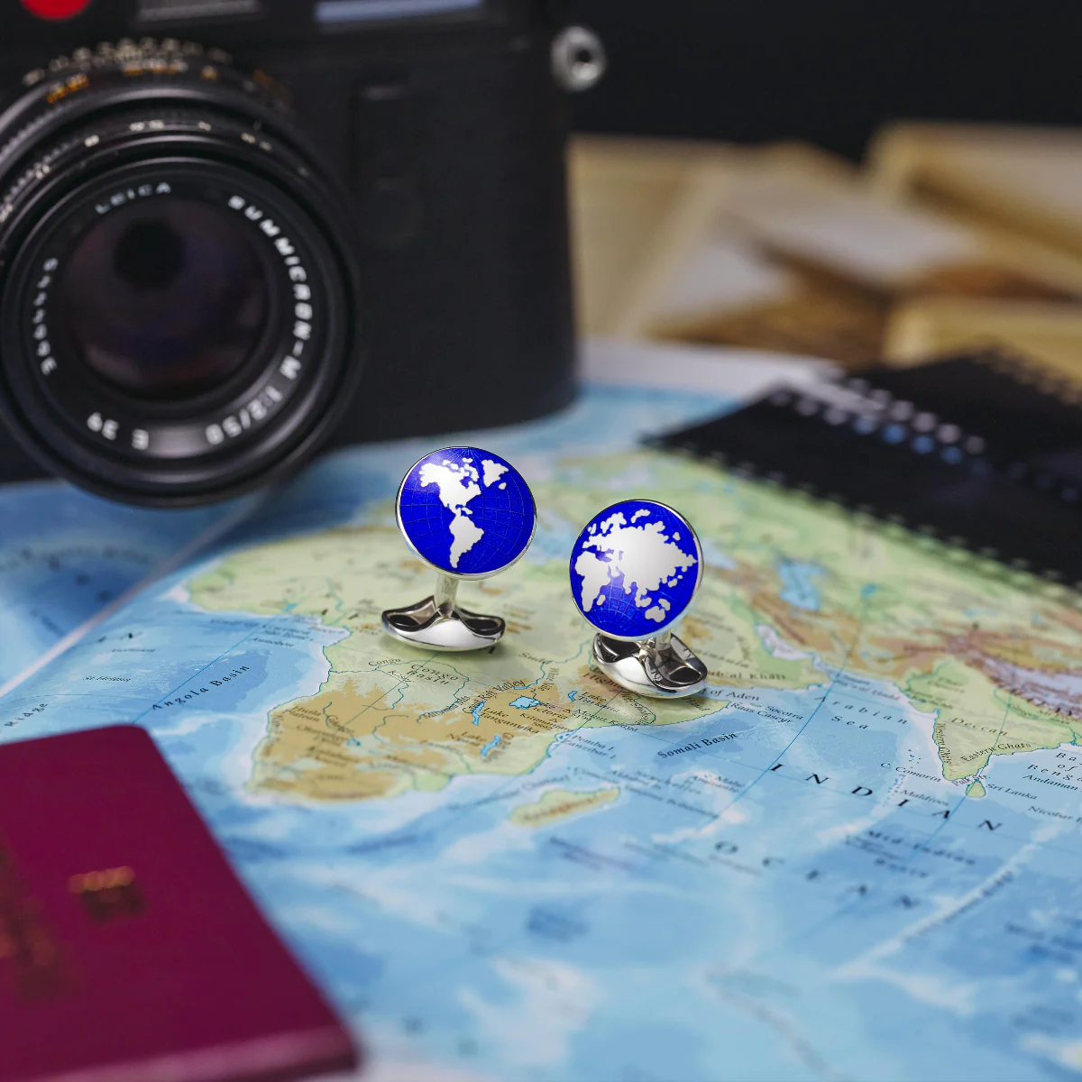 Deakin & Francis Cufflinks Sterling Silver Enamel World - Image 3