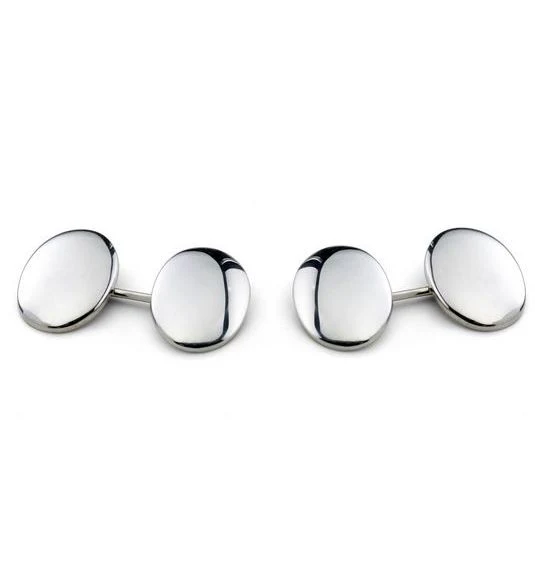 Deakin & Francis Cufflinks Sterling Silver Plain Domed Oval