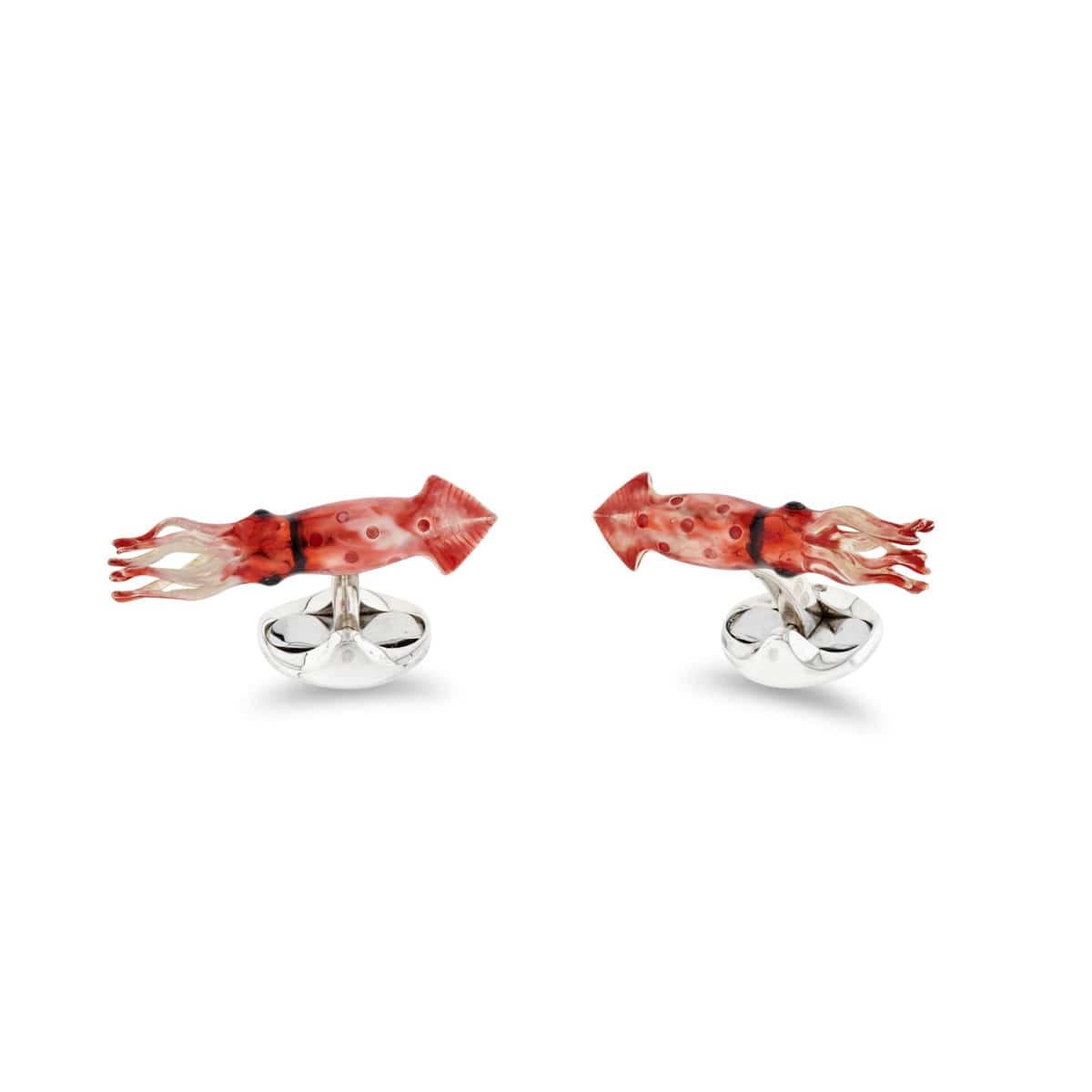Deakin & Francis Cufflinks Sterling Silver Red Enamel Squid
