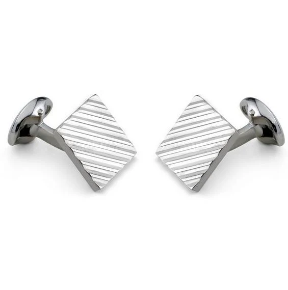 Deakin & Francis Cufflinks Sterling Silver Square Engine Turned