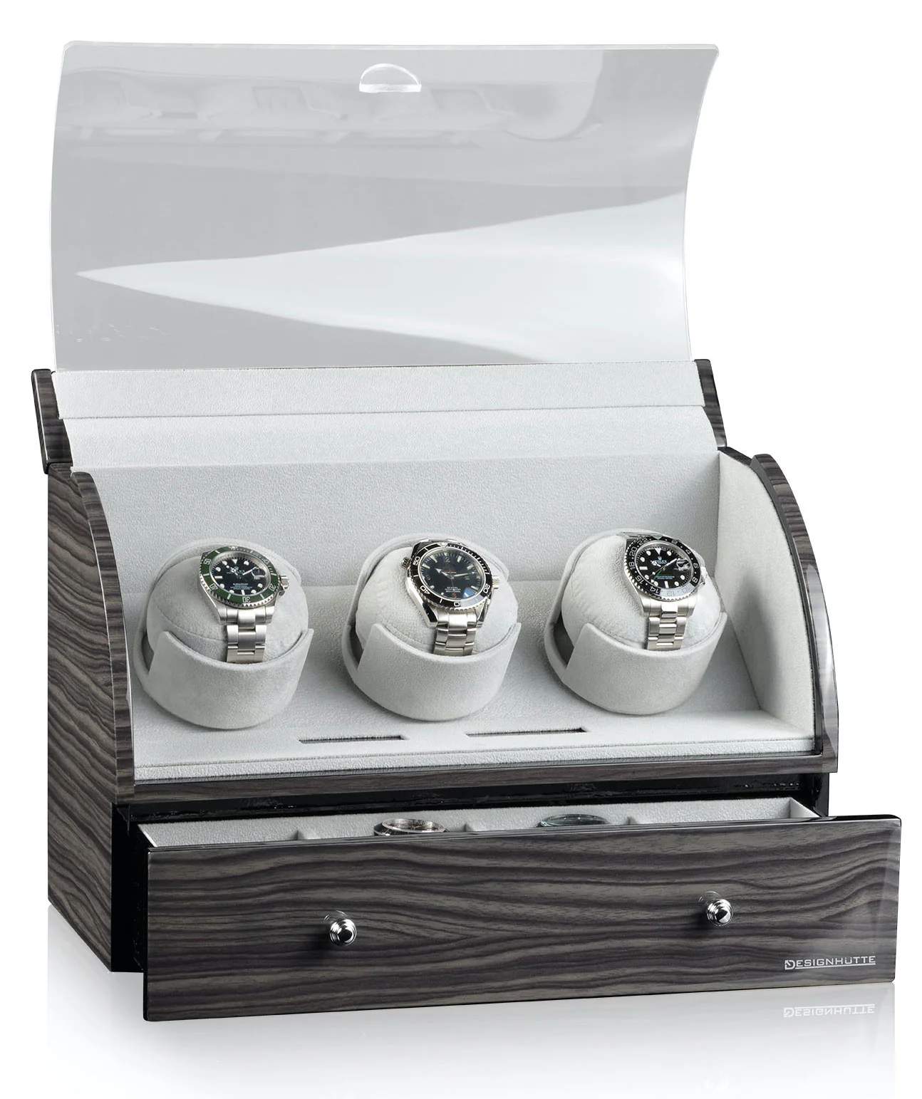 Designhuette Watch Winder Basel 3 LCD Dark Oak - Image 3