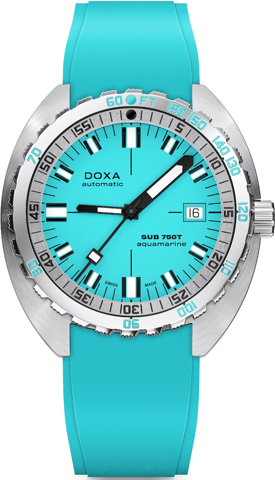 Doxa Sub 750T Aquamarine Turquoise Rubber Watch