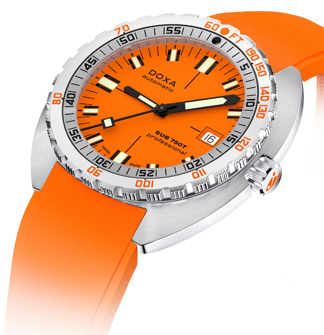 Doxa Sub 750T Professional Orange Rubber Watch - Image 2