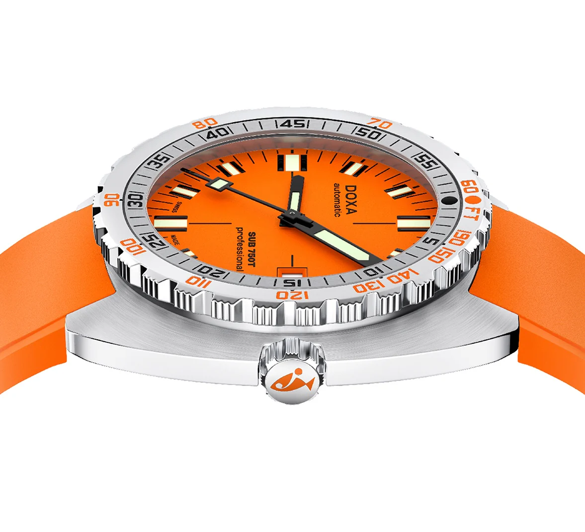 Doxa Sub 750T Professional Orange Rubber Watch - Image 3