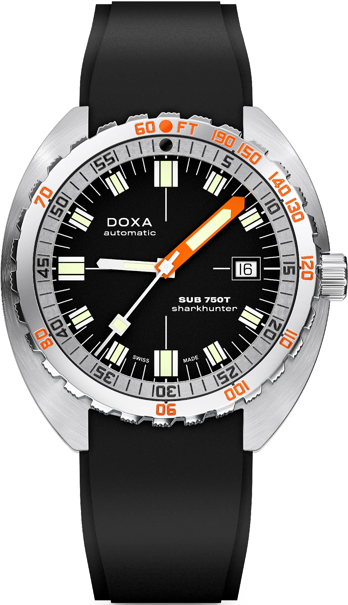 Doxa Sub 750T Sharkhunter Black Rubber Watch