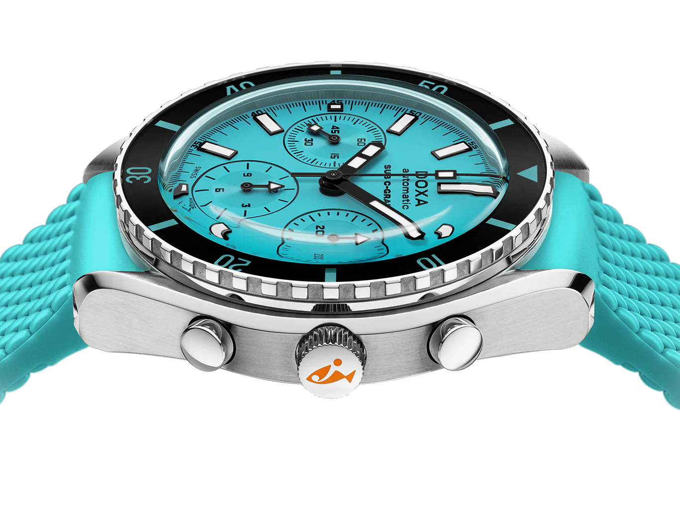 Doxa SUB 200 C-Graph Aquamarine Rubber Watch - Image 3