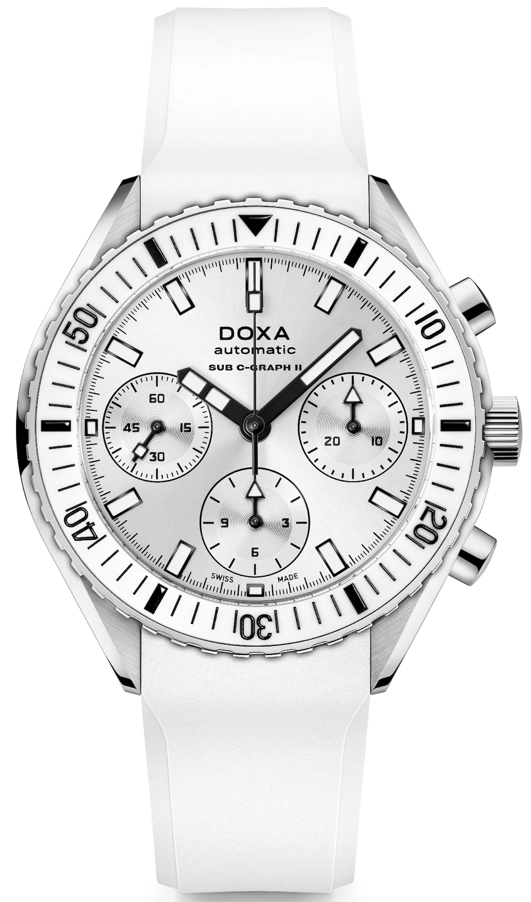 Doxa Sub 200 C-Graph II Whitepearl Rubber Watch