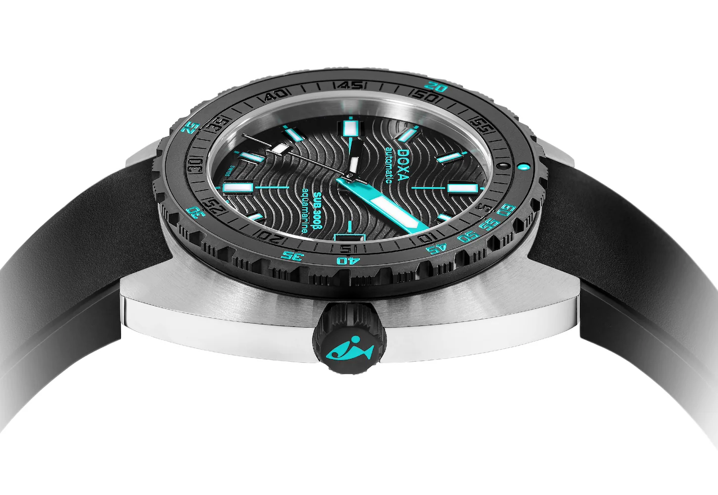 Doxa SUB 300 Beta Ceramic Steel Aquamarine Rubber Black Watch - Image 3