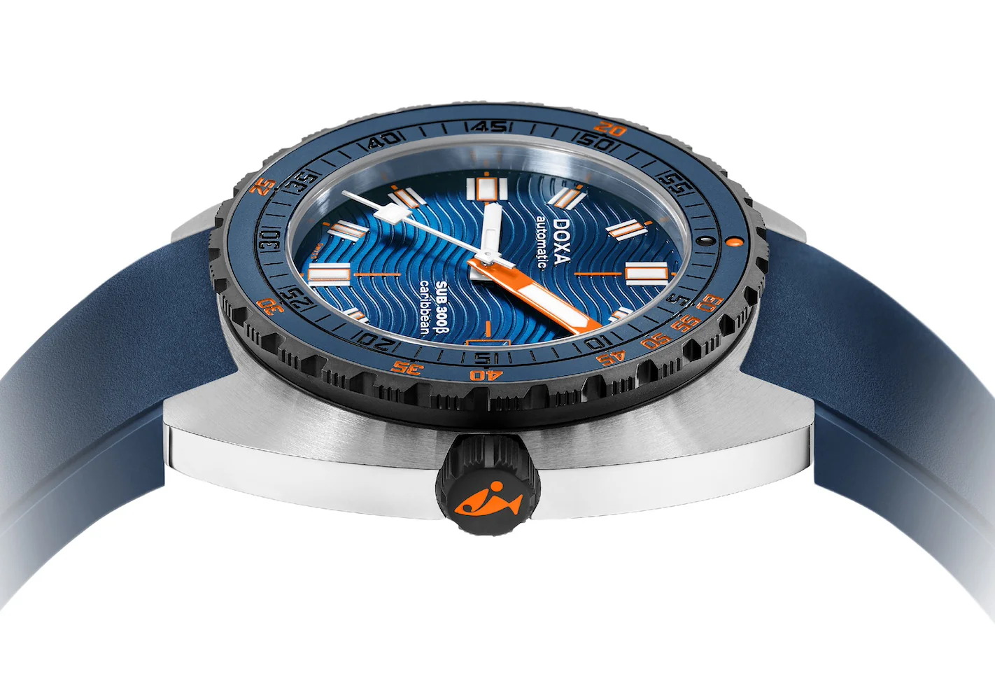Doxa SUB 300 Beta Ceramic Steel Caribbean Rubber Blue Watch - Image 3