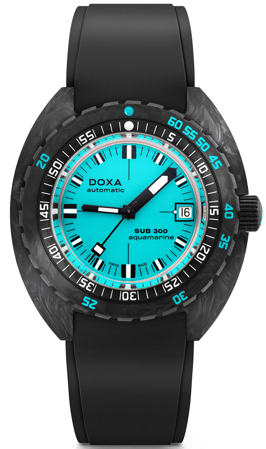 Doxa SUB 300 Carbon COSC Aquamarine Rubber Watch