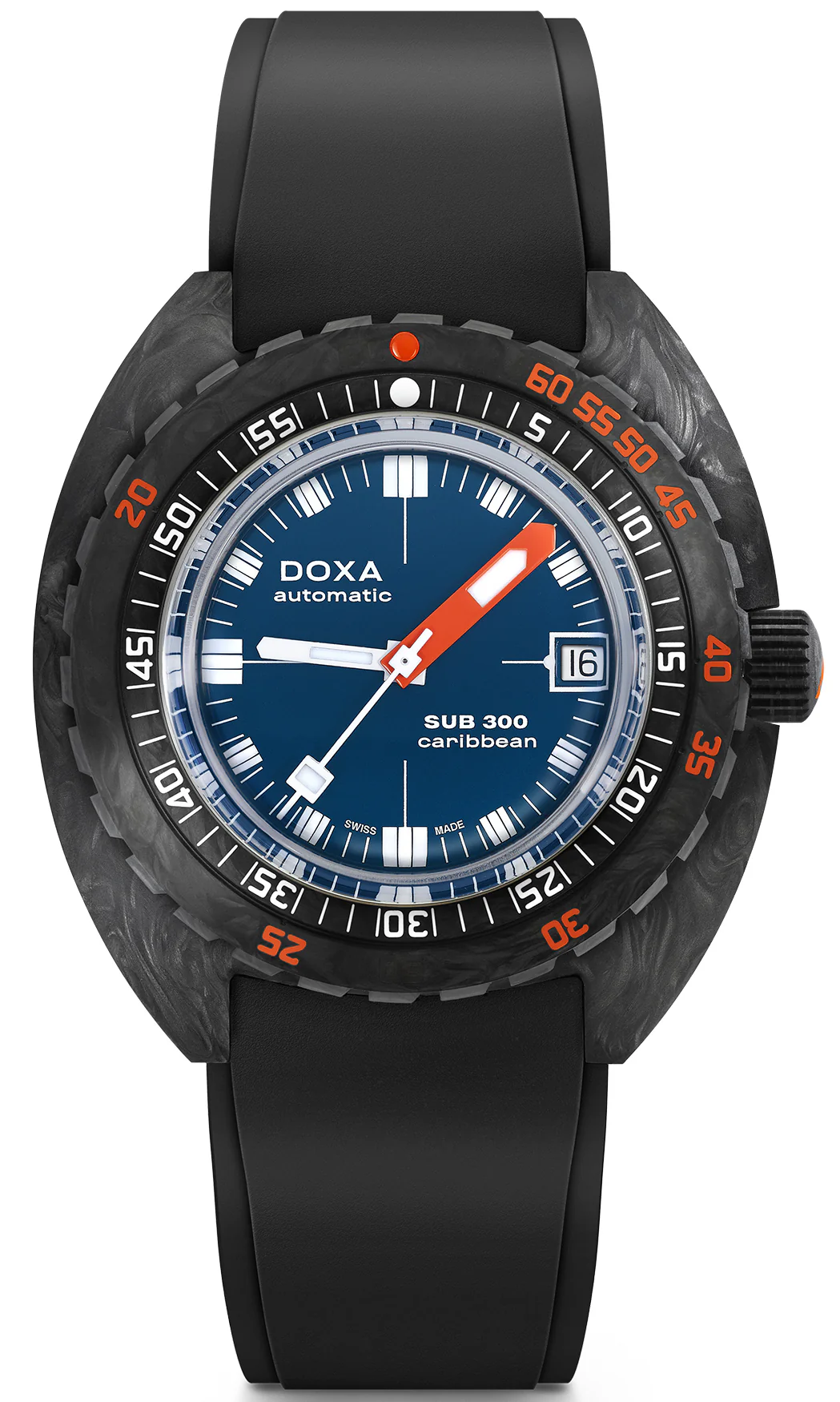 Doxa SUB 300 Carbon COSC Caribbean Rubber Watch