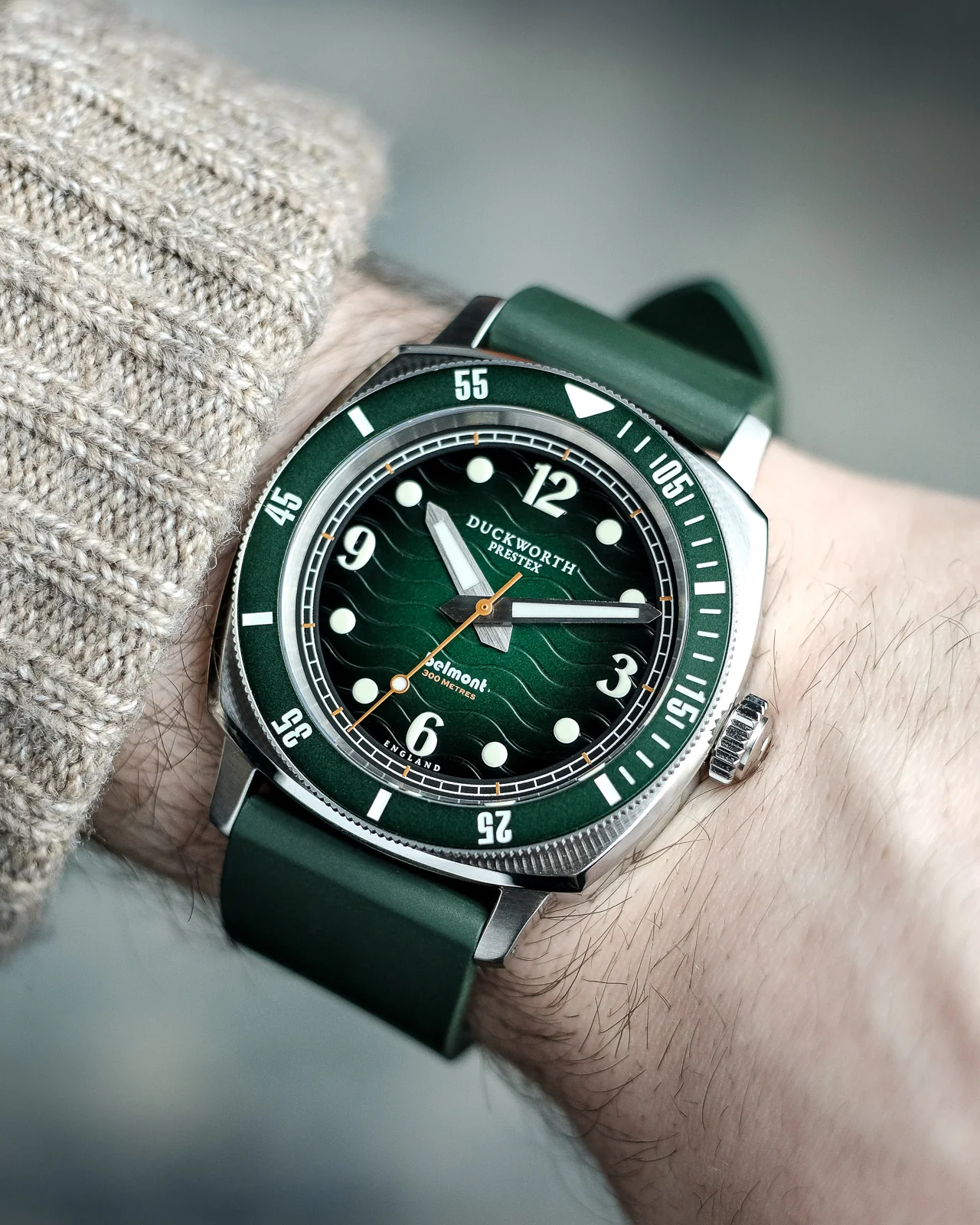 Duckworth Prestex Belmont Dive Green Green Rubber Watch - Image 6