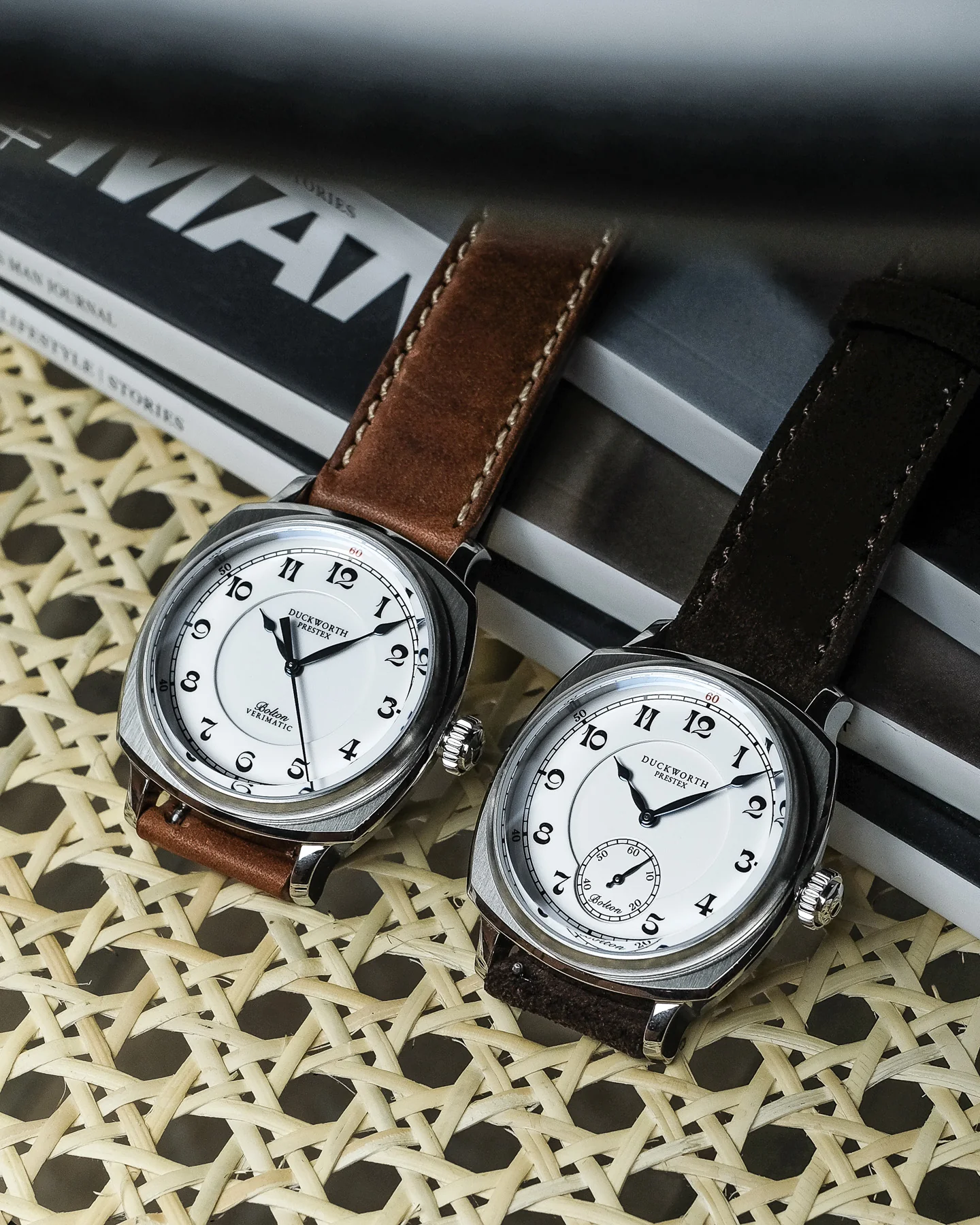 Duckworth Prestex Bolton Small Seconds White Black Leather Watch - Image 6