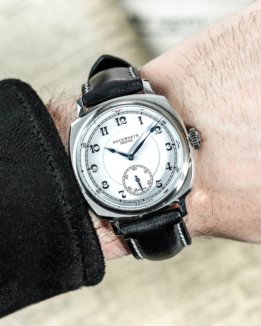 Duckworth Prestex Bolton Small Seconds White Black Leather Watch - Image 7