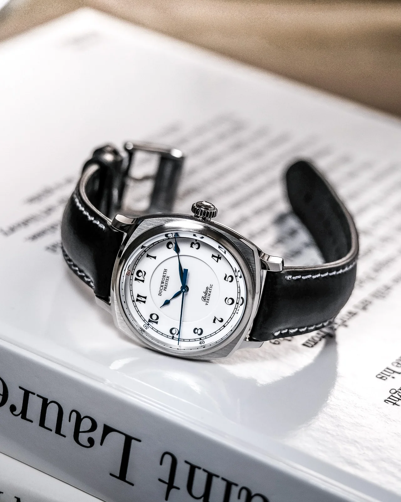 Duckworth Prestex Bolton Verimatic White Black Leather Watch - Image 4
